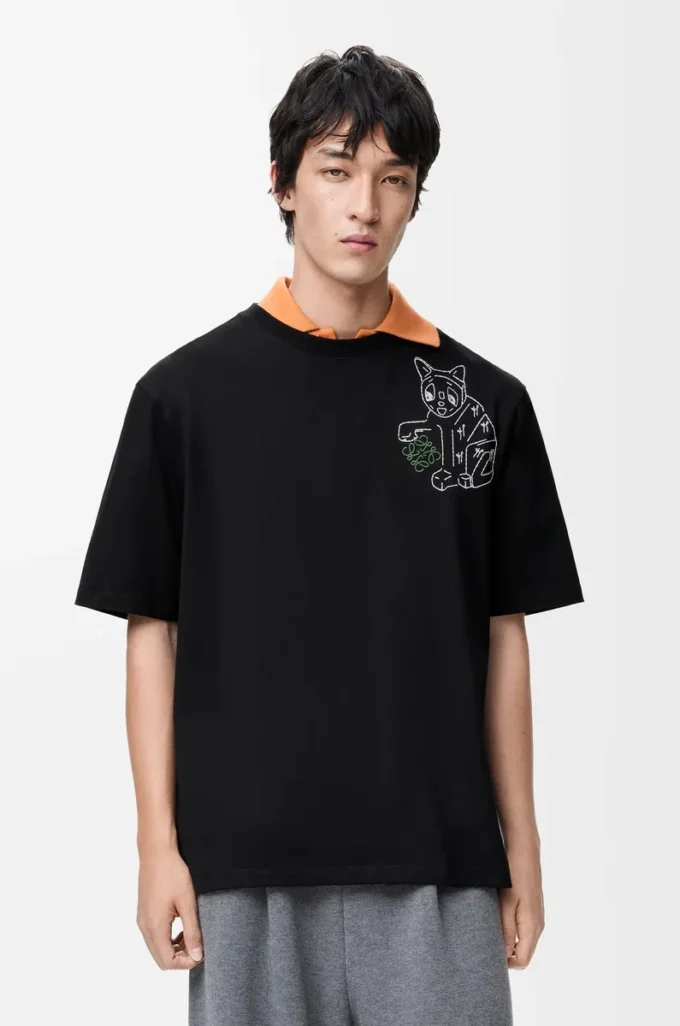 Löst sittande T-shirt i bomull Svart Löst sittande T-shirt i bomull Svart