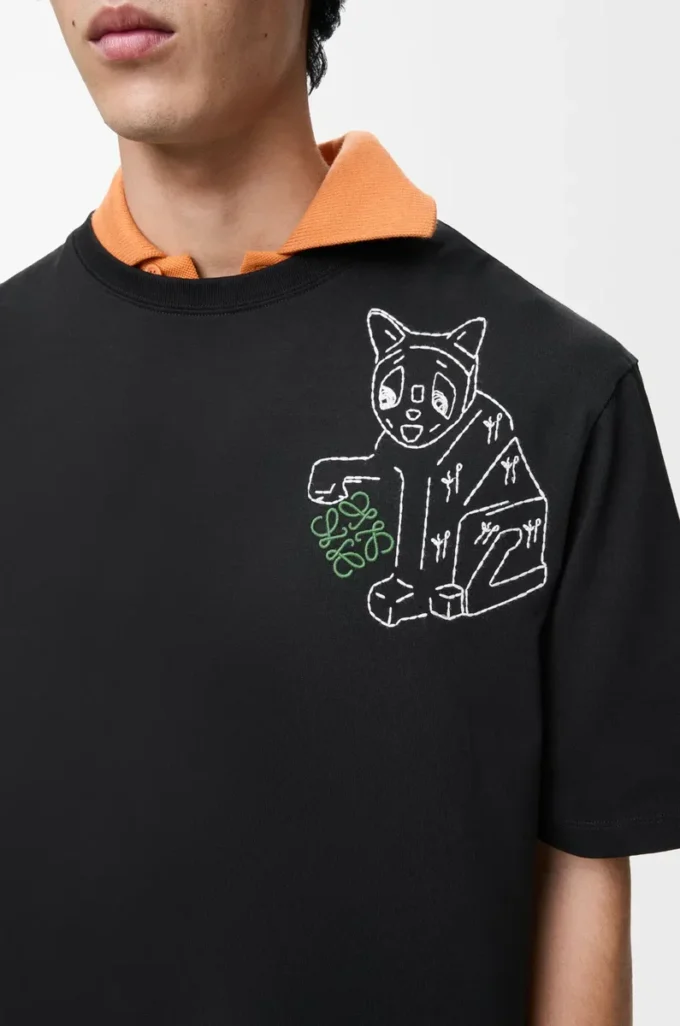 Löst sittande T-shirt i bomull Svart Löst sittande T-shirt i bomull Svart