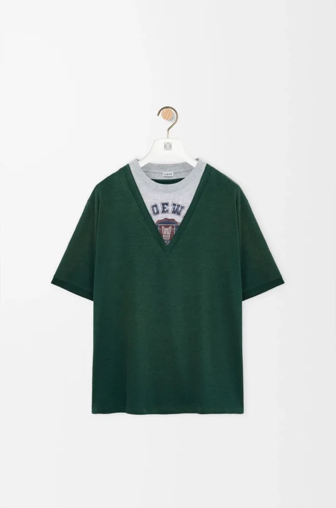 Löst sittande T-shirt i bomullsblandning Grön/grå Löst sittande T-shirt i bomullsblandning Grön/grå