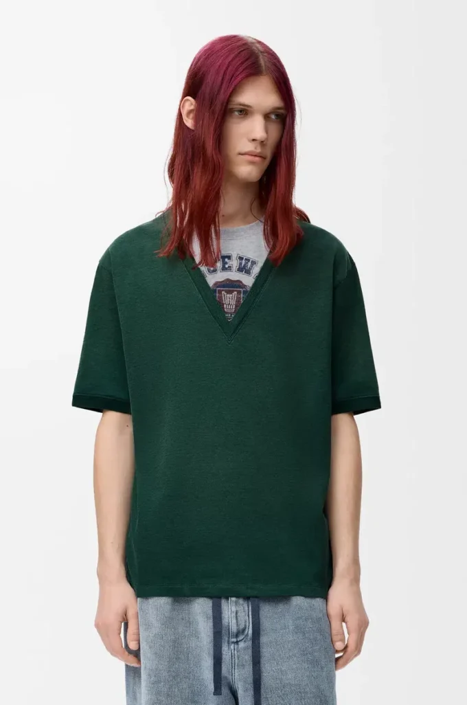 Löst sittande T-shirt i bomullsblandning Grön/grå Löst sittande T-shirt i bomullsblandning Grön/grå