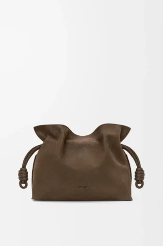 Medium Flamenco-clutch i kornigt nubuck Tundra