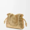Medium Flamenco-clutch i laminerat lammskinn Gold Medium Flamenco-clutch i laminerat lammskinn Gold