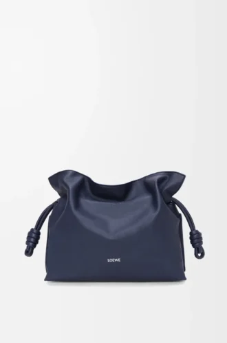 Medium Flamenco-clutch i nappa kalvskinn Abyss Blue