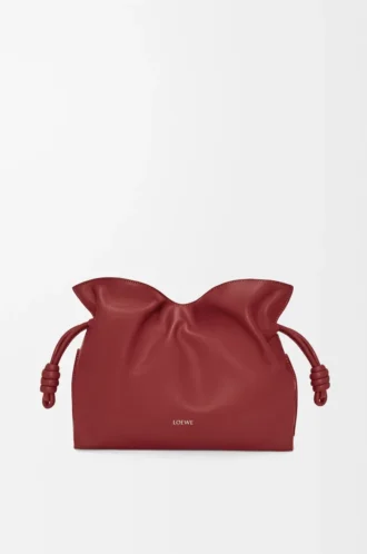 Medium Flamenco-clutch i nappa kalvskinn Burnt Red