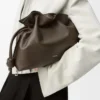 Medium Flamenco-clutch i nappa kalvskinn Chocolate