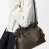 Medium Flamenco-clutch i nappa kalvskinn Chocolate