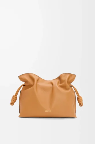 Medium Flamenco-clutch i nappa kalvskinn Warm Desert