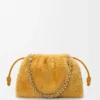 Medium Flamenco-handväska i shearling Gula Medium Flamenco-handväska i shearling Gula