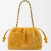 Medium Flamenco-handväska i shearling Gula Medium Flamenco-handväska i shearling Gula