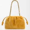 Medium Flamenco-handväska i shearling Gula Medium Flamenco-handväska i shearling Gula