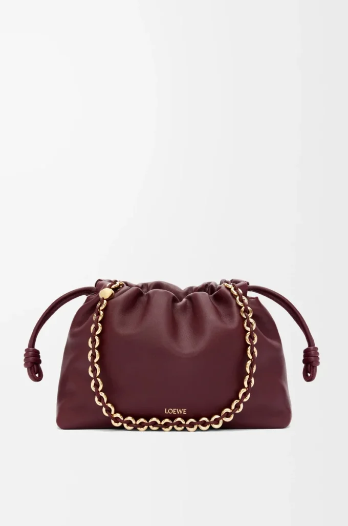 Medium Flamenco-väska i mjukt nappa-lammskinn Dark Burgundy Medium Flamenco-väska i mjukt nappa-lammskinn Dark Burgundy