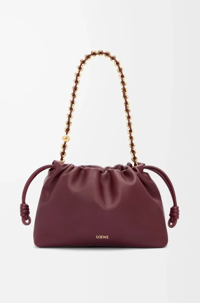 Medium Flamenco-väska i mjukt nappa-lammskinn Dark Burgundy Medium Flamenco-väska i mjukt nappa-lammskinn Dark Burgundy