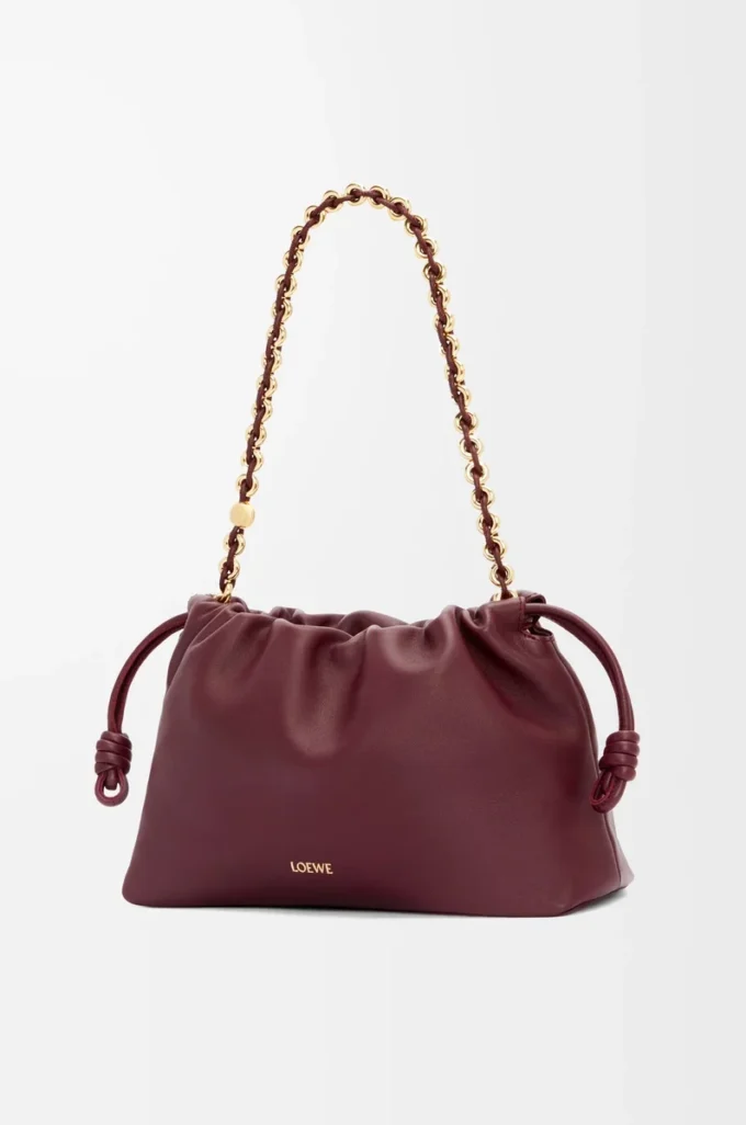 Medium Flamenco-väska i mjukt nappa-lammskinn Dark Burgundy Medium Flamenco-väska i mjukt nappa-lammskinn Dark Burgundy