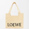 Medium LOEWE Font-väska i raffia, naturfärgad Medium LOEWE Font-väska i raffia, naturfärgad
