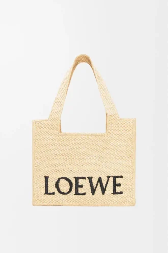 Medium LOEWE Font-väska i raffia, naturfärgad