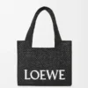 Medium LOEWE Font-väska i raffia Svart Medium LOEWE Font-väska i raffia Svart