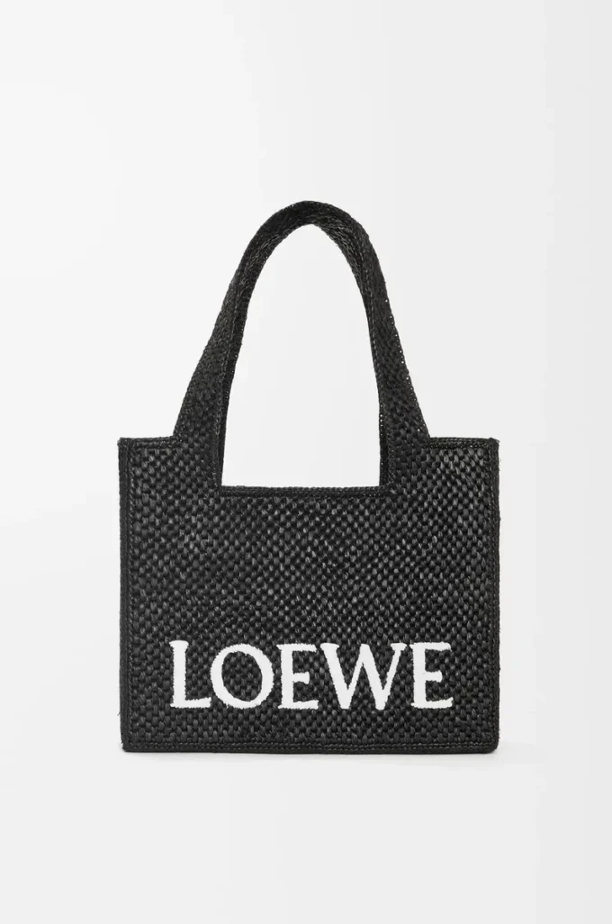 Medium LOEWE Font-väska i raffia Svart Medium LOEWE Font-väska i raffia Svart