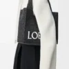 Medium LOEWE Font-väska i raffia Svart Medium LOEWE Font-väska i raffia Svart