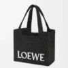 Medium LOEWE Font-väska i raffia Svart Medium LOEWE Font-väska i raffia Svart
