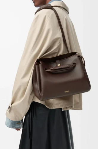 Medium Madrid-väska i mjukt kalvskinn Dark Chestnut