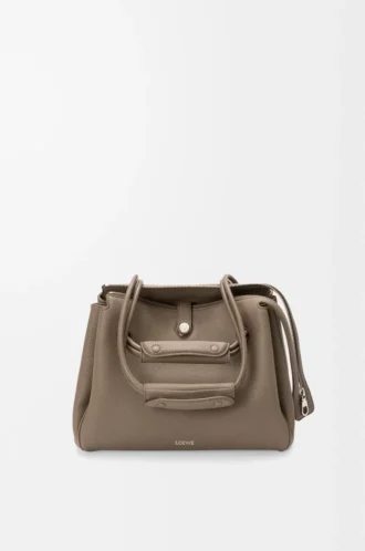 Medium Madrid-väska i mjukt kornat kalvskinn Taupe