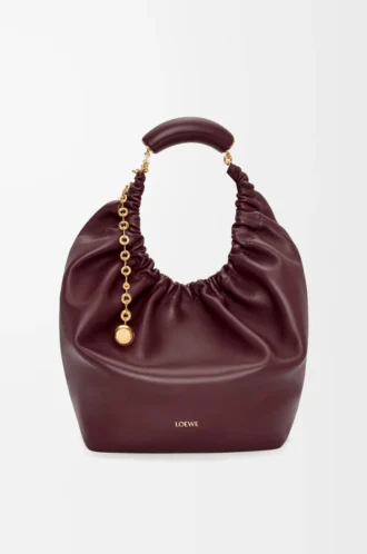 Medium Squeeze-väska i mjukt nappa-lammskinn, mörk burgundy