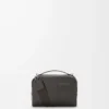 Mini crossbody kameraväska i satin kalvskinn Mörkgrå