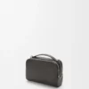 Mini crossbody kameraväska i satin kalvskinn Mörkgrå