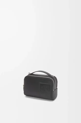 Mini crossbody kameraväska i satin kalvskinn Svart