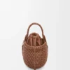 Mini Diamond Round Basket-väska i kalvskinn, mörkbrun Mini Diamond Round Basket-väska i kalvskinn, mörkbrun