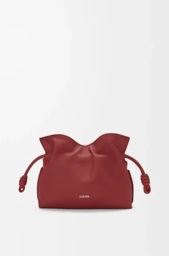 Mini Flamenco-clutch i nappa-kalvskinn Burnt Red