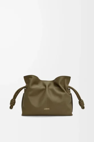 Mini Flamenco-clutch i nappa kalvskinn Dark Khaki