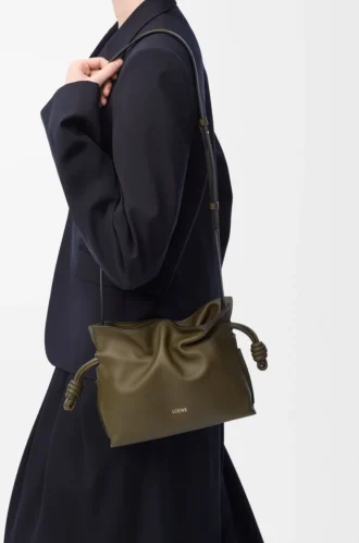 Mini Flamenco-clutch i nappa kalvskinn Dark Khaki