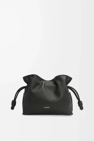Mini Flamenco-clutch i nappa kalvskinn Svart