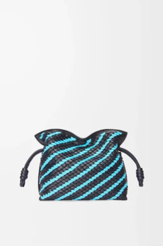 Mini Flamenco-clutch i nappa-lammskinn Dark Ink/Sky Blue