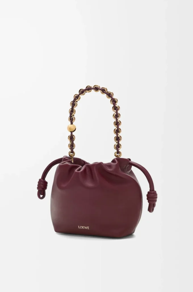 Mini Flamenco-handväska i mjukt nappa-lammskinn, mörk burgundy Mini Flamenco-handväska i mjukt nappa-lammskinn, mörk burgundy