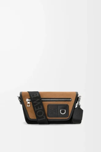 Mini Flex-messenger i canvas och mocka Svart/Mörk guld