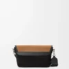 Mini Flex-messenger i canvas och mocka Svart/Mörk guld