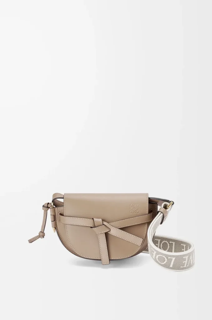 Mini Gate Dual-väska i mjukt kalvskinn och jacquard Sand Mini Gate Dual-väska i mjukt kalvskinn och jacquard Sand