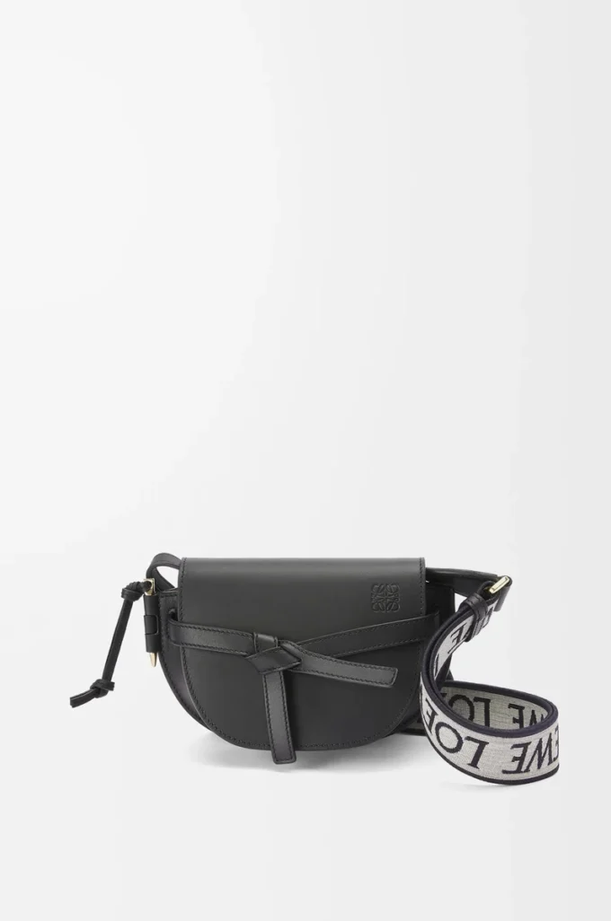 Mini Gate Dual-väska i mjukt kalvskinn och jacquard Svart Mini Gate Dual-väska i mjukt kalvskinn och jacquard Svart