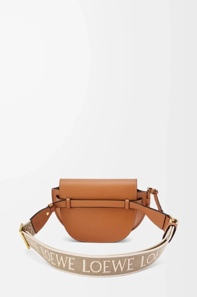 Mini Gate Dual-väska i mjukt kalvskinn och jacquard Tan Mini Gate Dual-väska i mjukt kalvskinn och jacquard Tan