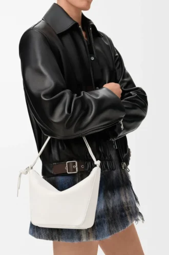 Mini Hammock hobo i klassiskt kalvskinn Soft White