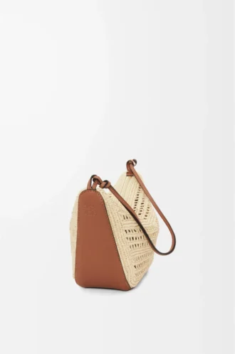 Mini Hammock Hobo i raffia och kalvskinn Tan/Natur