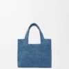 Mini LOEWE Font-väska i raffia Ljusblå Mini LOEWE Font-väska i raffia Ljusblå