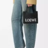 Mini LOEWE Font-väska i raffia Svart Mini LOEWE Font-väska i raffia Svart