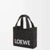 Mini LOEWE Font-väska i raffia Svart Mini LOEWE Font-väska i raffia Svart