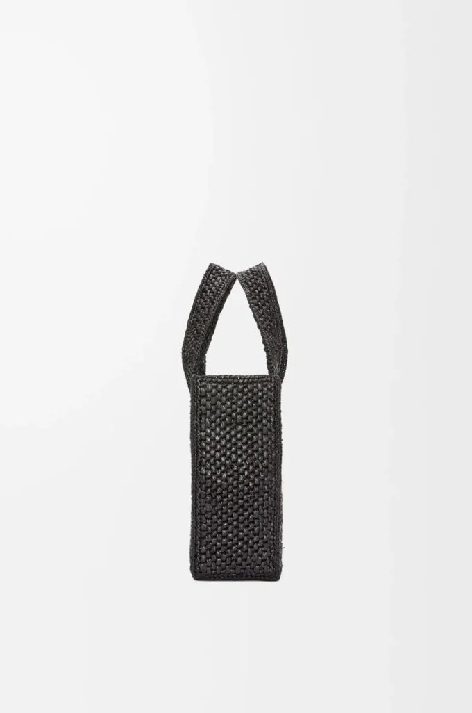 Mini LOEWE Font-väska i raffia Svart Mini LOEWE Font-väska i raffia Svart