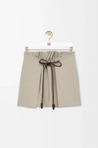 Minikjol i bomull och silke Ljusbeige