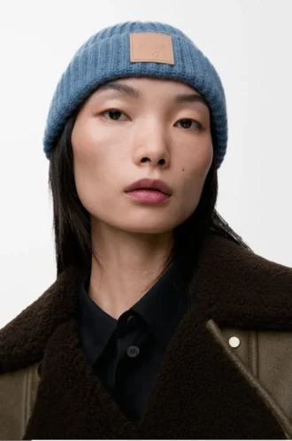 Mössa i kashmir Denim Blue
