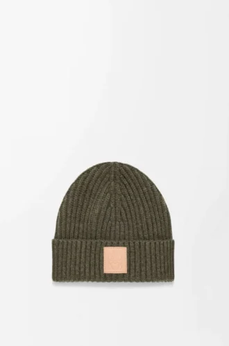 Mössa i kashmir, mörk khaki